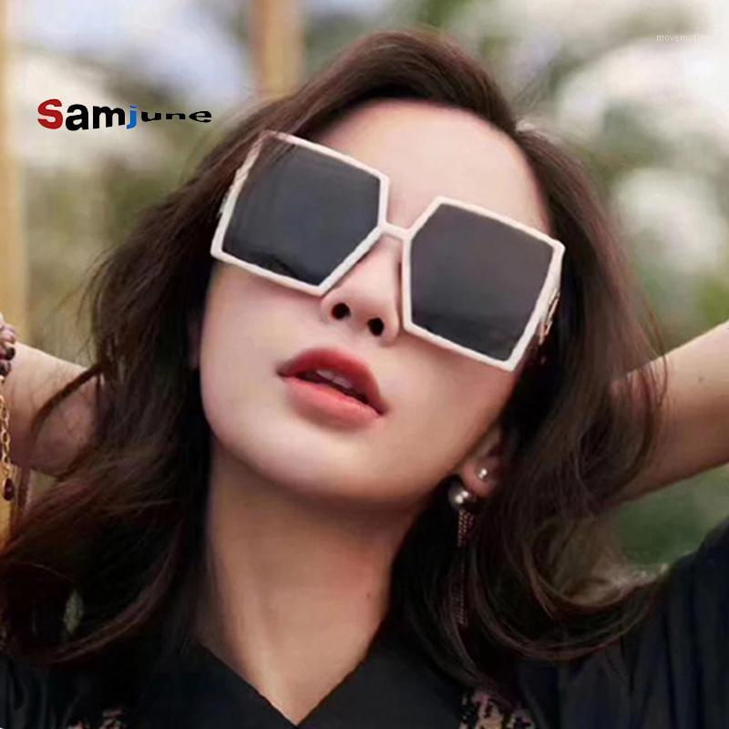 

Samjune 2020 Fashion Oversized Sunglasses Women Brand Designer Retro Frame Big Square Sun Glasses Female Vintage Male Oculos1