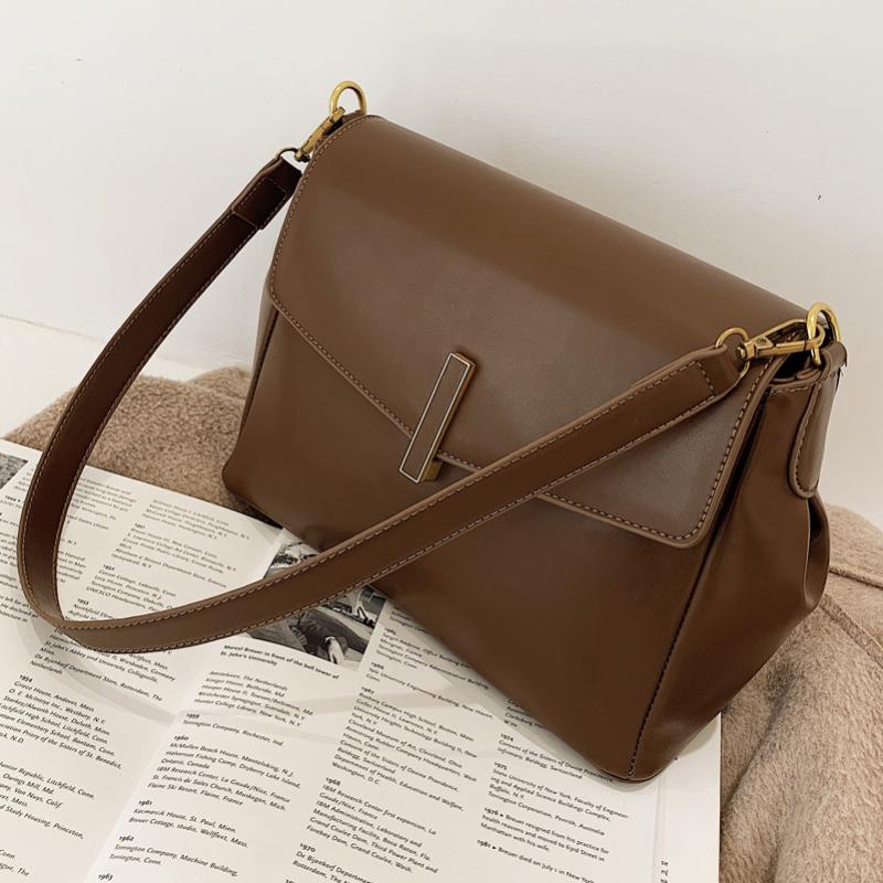 

Women's Handbags Fashion Pu Leather Shoulder Bag Designer Famous Solid Color ladies Crossbody bags Two hand bags, Coffee