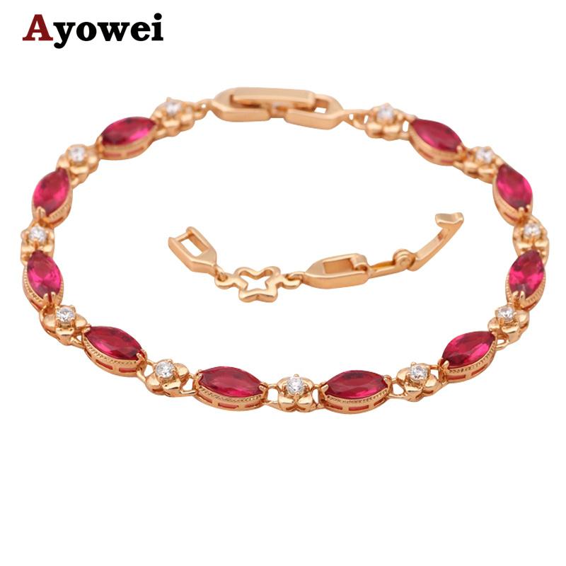 

Red Design Zircon & Garnet Crystal Gold tone Bracelets Health Nickel & Lead free Fashion jewelry TB120A