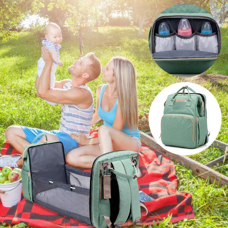 

Portable Diaper Bag Portable Folding Backpack Crib Diaper Change Mum Baby Bag Backpack Baby Bags For Mom Sunveno1, Black