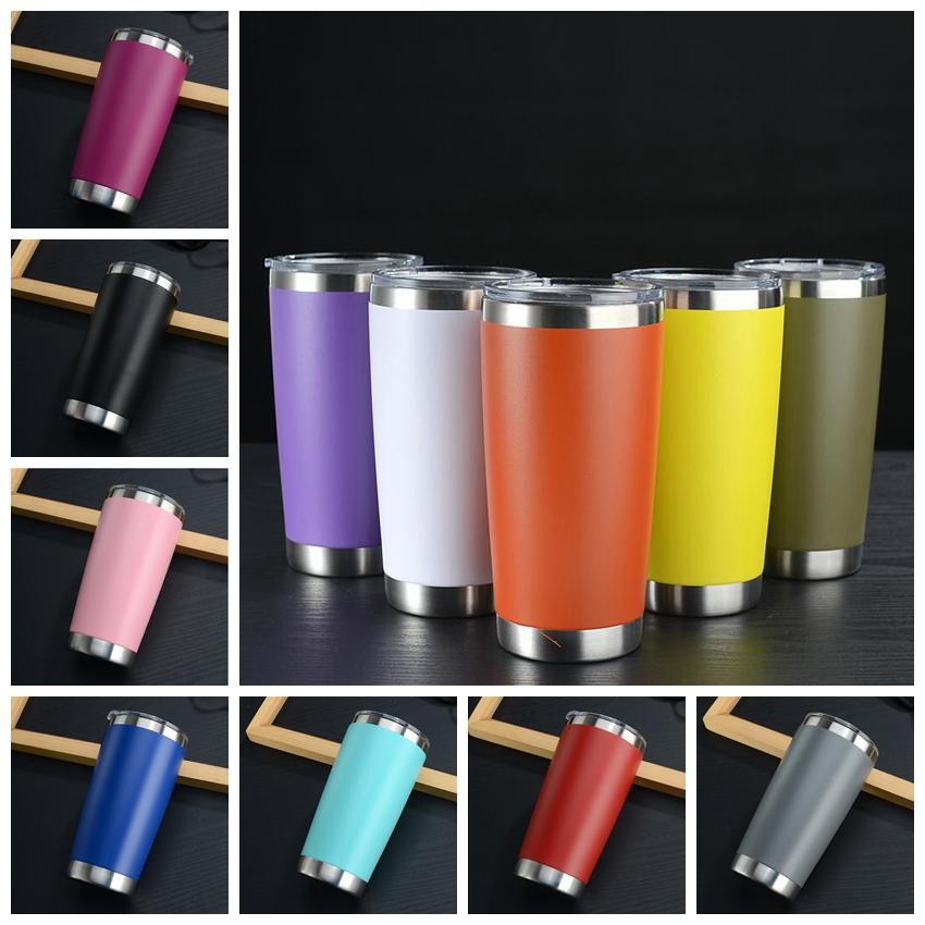 

20oz Tumblers 16 Colors Stainless Steel Drinking Cup With Lid Wine Glass Vacuum Insulated Cup Coffee Travel Mugs Thanks Giving Day Gifts, As the picture
