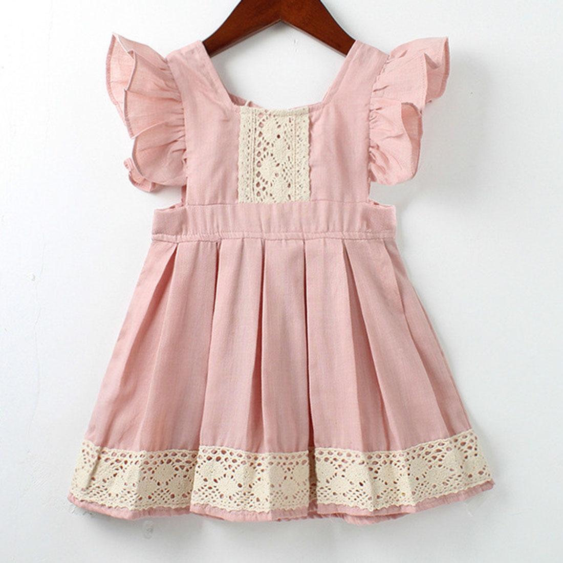 

Summer Girls Retro Style Ruffled Lace Backless Dress Kid Size90cm