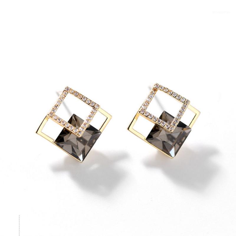 

Women's personality simple stud earrings Hao stone earrings jewelry inlaid black glass new stud1