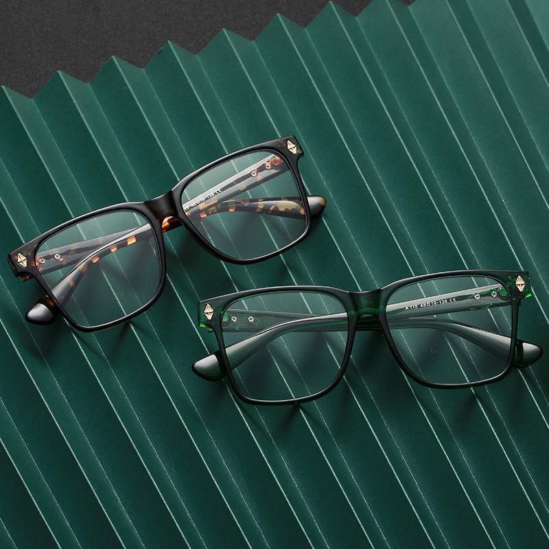 

Vintage Classic Computer Anti Blue Light Blocking Square Glasses Frame Women Men Rivet Unisex Male Optical Myopia Eyeglasses