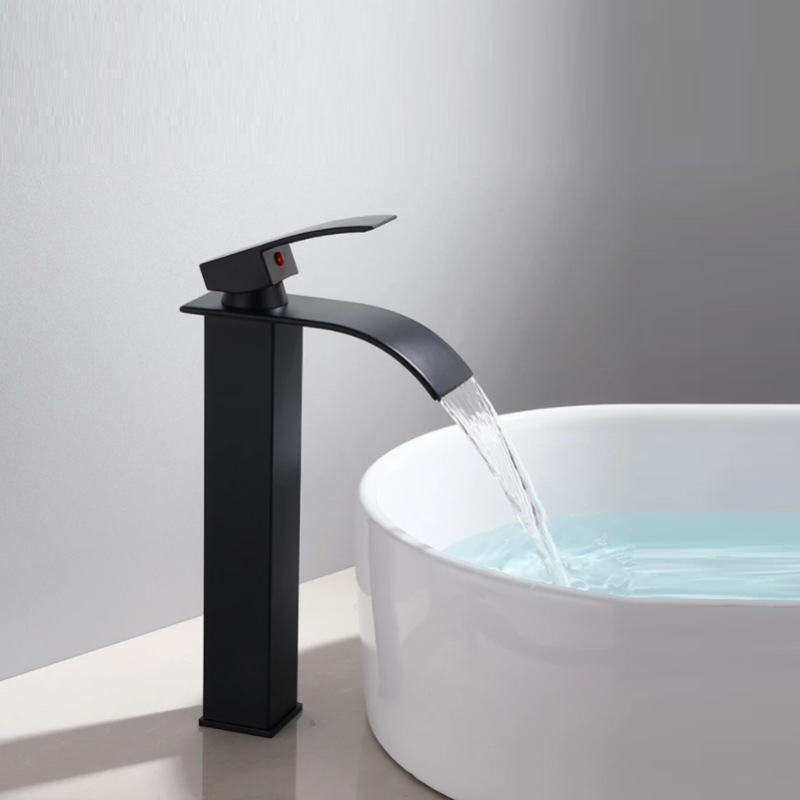 

Basin Faucet Black Waterfall Faucet Mixer Tap Brass Bathroom Bathroom Basin Mixer Tap Hot and Cold Sink