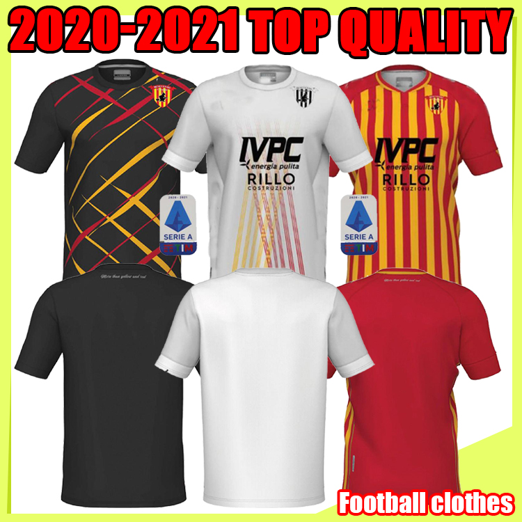 

20/21 New Benevento Thailand Short sleeve Top SOCCER JERSEYS 20/21 HOME Away Lapadula VIOLA Glik Caprari High-quality Football Shirts, Home patch