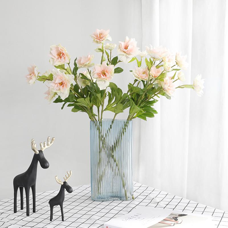 

3 Head Lotus Plastic Flower With Eucalyptus Leaves Artificial Flower Bouquet For Home Decoration Plant Wall Garden Decor