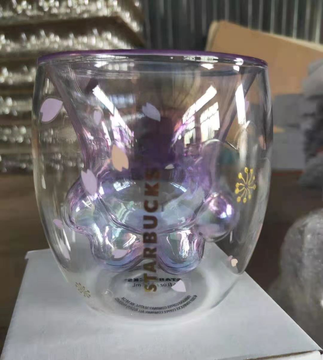 

Starbucks 2020 new hot style limited edition purple cherry glass holiday birthday gift coffee cup accompanying cup portable