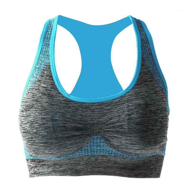 

Women Racerback Sports Bras - High Impact Workout Gym Activewear Bra Breathable Top Bra Blue1, As pic