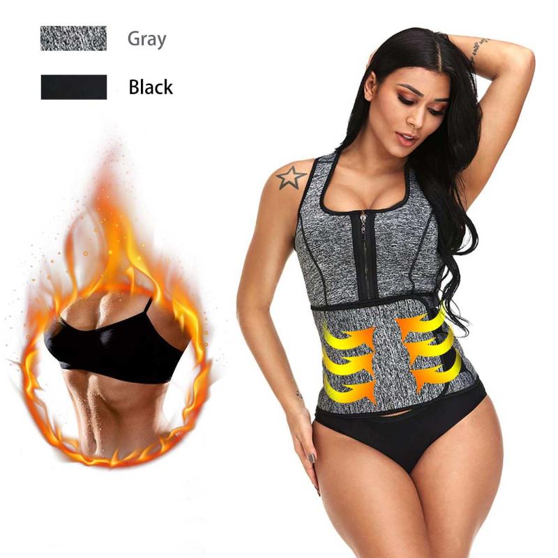 

Women Neoprene Waist Trainer Sweat Sauna Suit Waist Cincher Slimming Vest Adjustable Trimmer Belt Tank Top Shapewear, Black