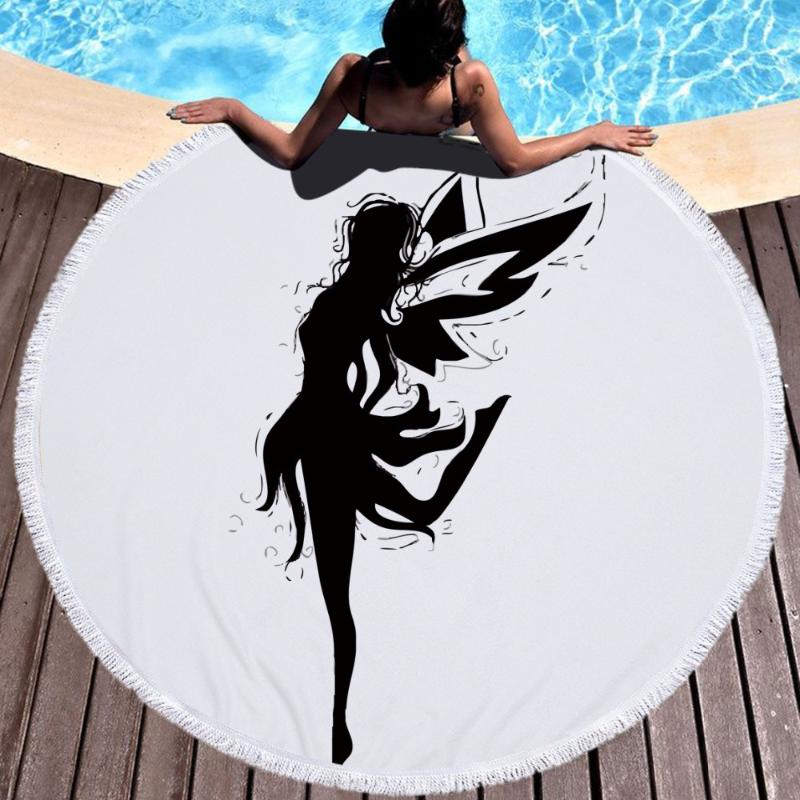 

Towel Mylb Round Beach With Tassels 150cm Wall Tapestry Soft Microfiber Thick Terry Yoga Mat Sport Tow