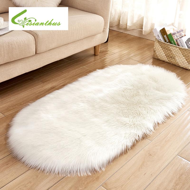 

Fur Artificial Sheepskin Hairy Carpet Living Room Bedroom Rugs Skin Fur Plain Fluffy Area Rugs Washable Bedroom Faux Mat, C1