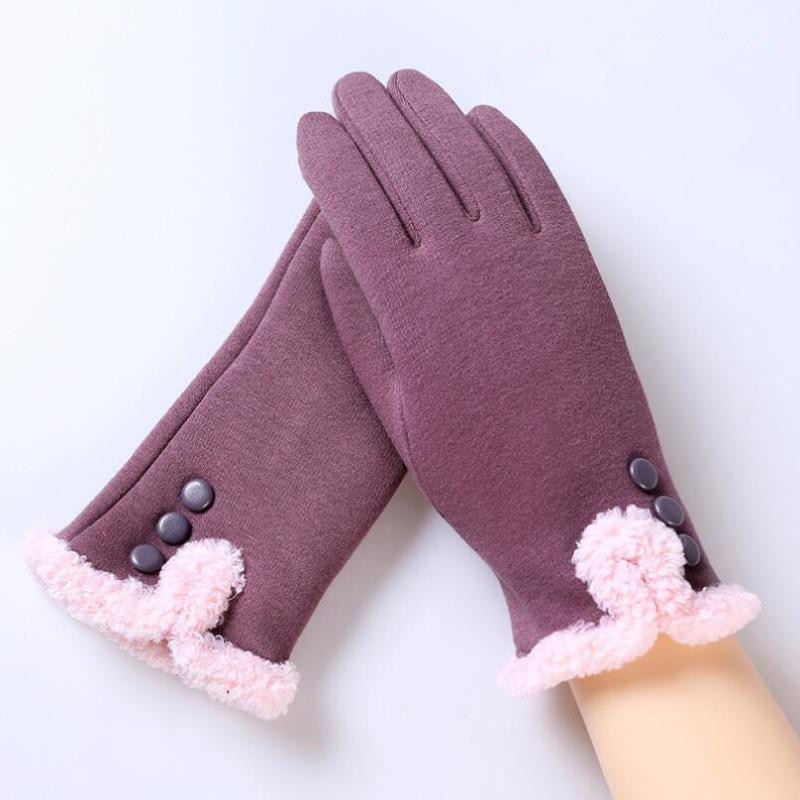 

Fingerless Gloves Wholesale- Feitong Fashion Womens Winter 3 Buttons Touch Screen Female Outside Exercise Warm Mittens Cashmere1