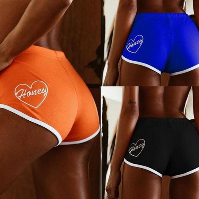 

Fitness Shorts Women Mid Waist Solid Sport Workout Shorts Slim Tummy Control Gym Athletic Compression, Black words