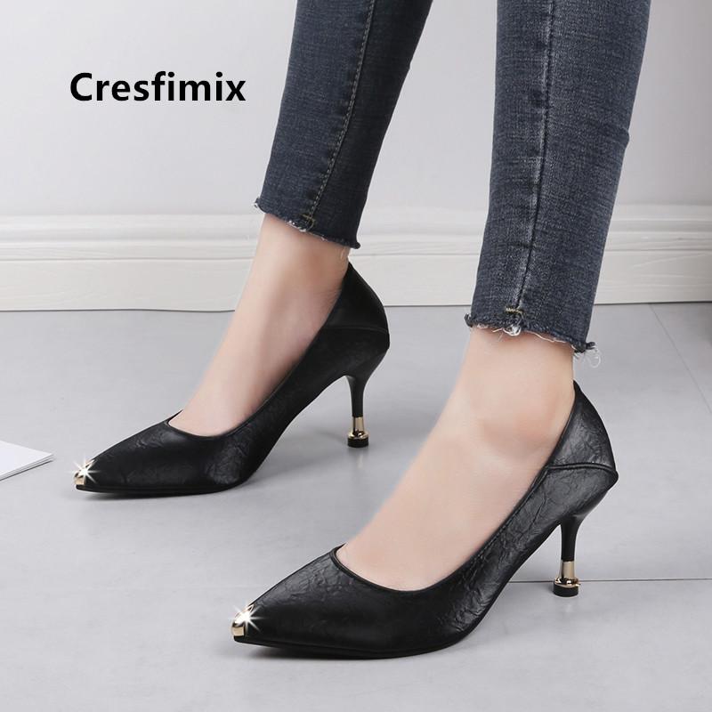 

Women Cute Sweet Beige Comfortable Black Pointed Toe High Heel Shoes Lady Fashion Sweet Beige Pu Leather High Heel Pumps E5565