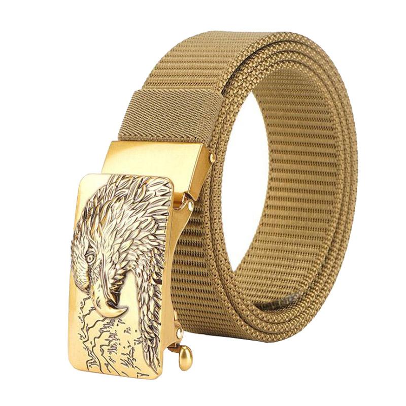 

Belts Western Eagle Auto Buckle Canvas Men Belt Fashion Business Trip Jeans Causal Pants Nylon Outdoors, Black