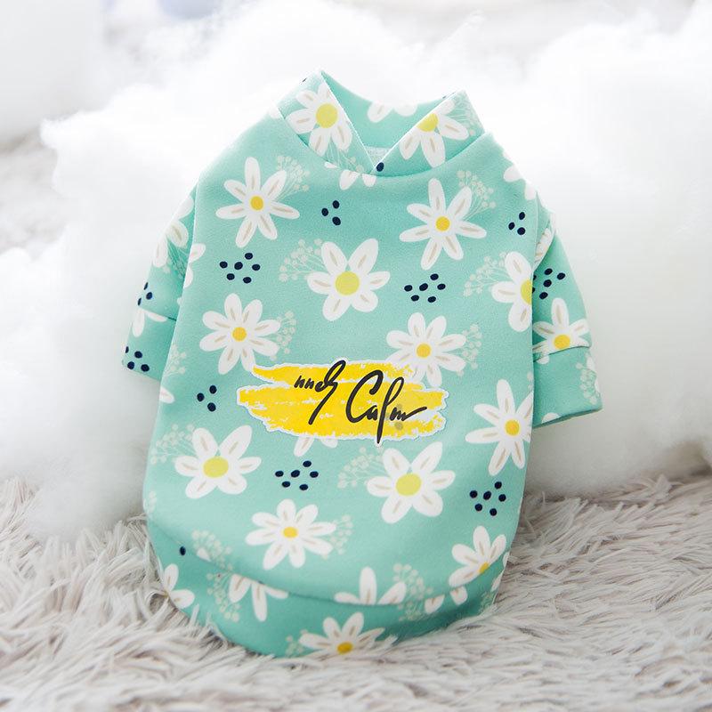 

Pet Dog Shirts Clothes antumn winter Clothes floral Vest Pet Clothing Floral T-Shirt For Small Large Dog Chihuahua teddy, Green