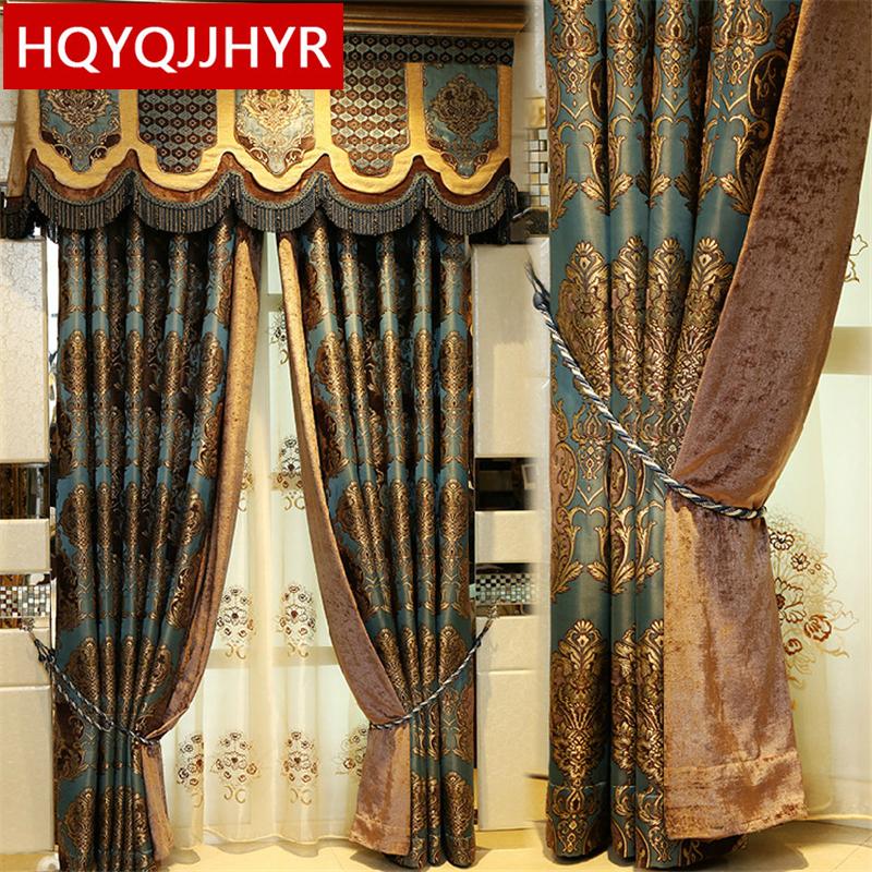 

Luxury villa jacquard European Blackout curtains for living room High quality classic embroidery curtains for bedroom kitchens, Tulle