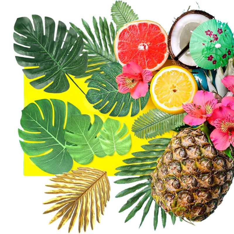 

8pcs Green Artificial Tropical Palm Leaves Wedding Party Table Runner Placemat Leaf Jungle Beach Theme Hawaii Party Decoration, 6 inch small