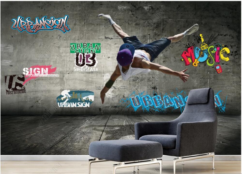 

3d photo wallpaper custom mural Modern vitality dancing youth graffiti home decor 3d wall murals wallpaper in the living room, Non-woven wallpaper