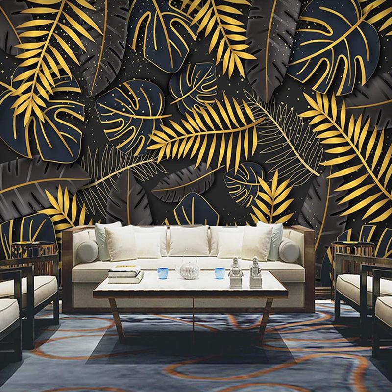 

Custom Wall Mural 3D Photo Wallpaper For Walls Nordic Tropical Plant Leaves TV Background Wall Painting Living Room Papier Peint, As pic