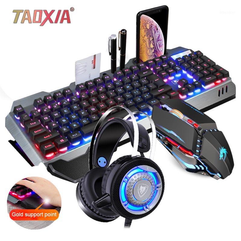 

Real Mechanical Hand Feeling Keyboard with Mouse Headset Set Desktop Computer Notebook Game Wired USB Esports Wrangler Keyboards1