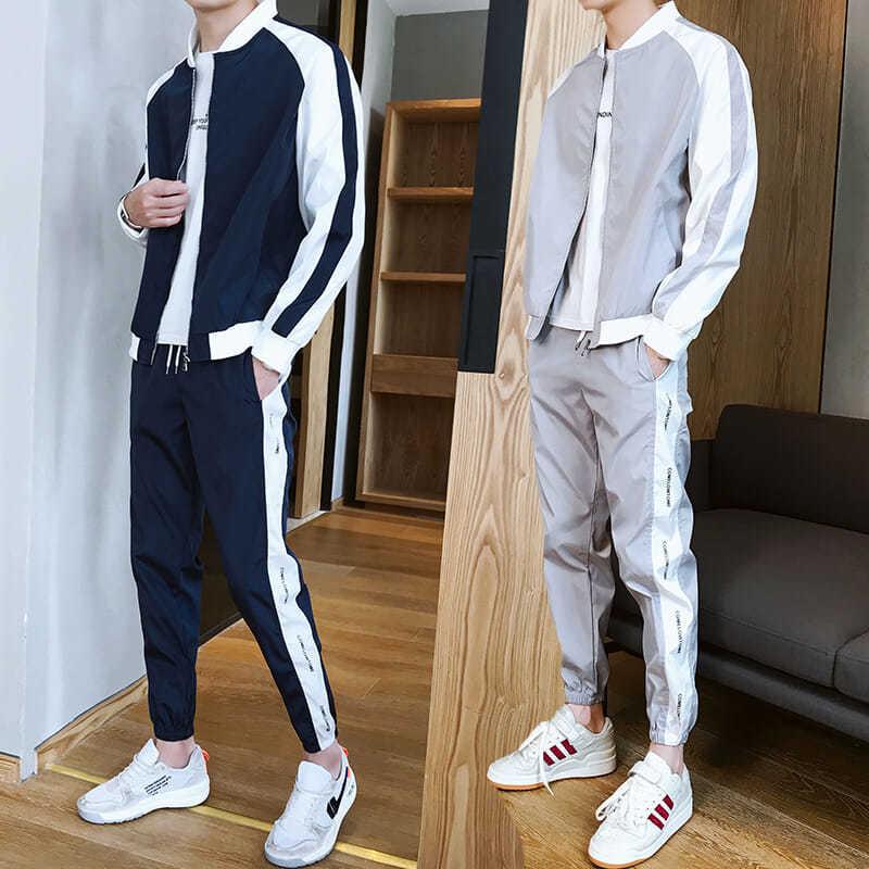 

Sportswear men 2020 new casual loose two-piece suit a smart suit, Black