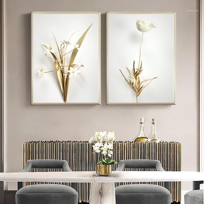 

Luxury Golden Plant Leaves Canvas Painting Modern Style Minimalist Wall Art Aisle Living Room Pictures Unique Home Decoration1