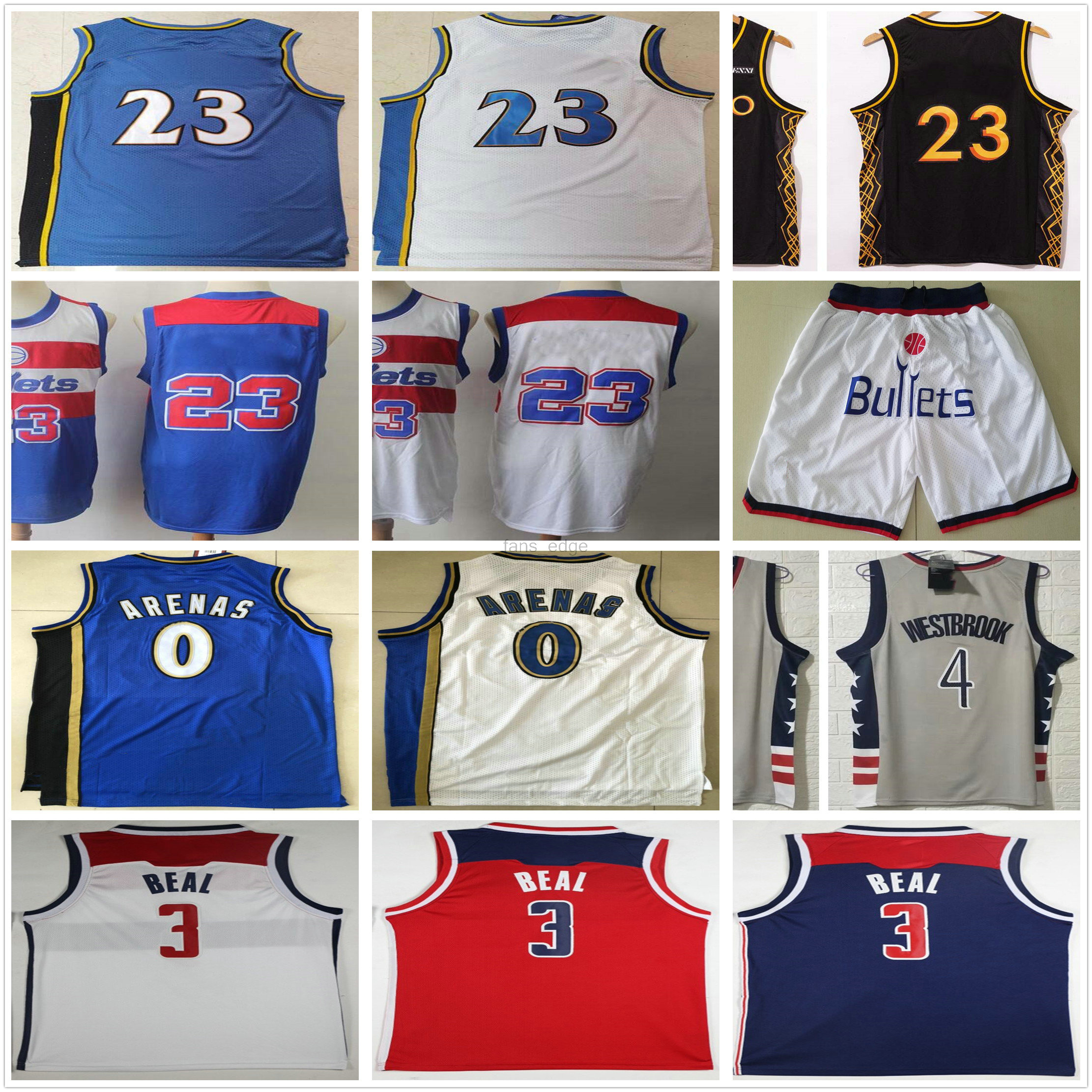 

NCAA Washington Bradley 3 Beal 4 Westbrook Jerseys Gray Red Blue White #23 Cheap Retro Vintage Gilbert 0 Arenas Wizards Basketball Jersey, Black;red