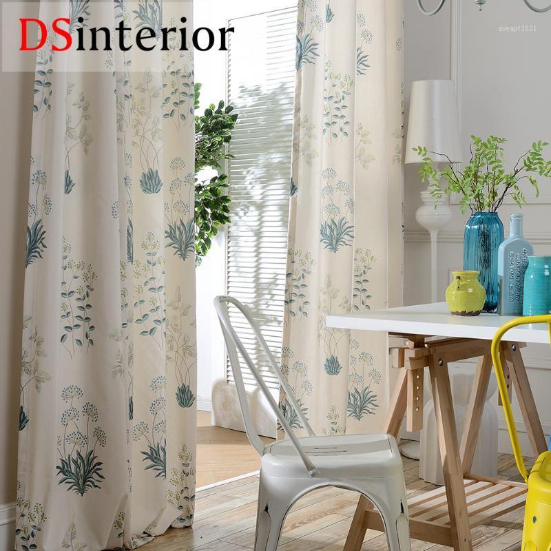 

DSinterior natural design polyester cotton printing curtain for living room or bedroom window custom made1, As pic