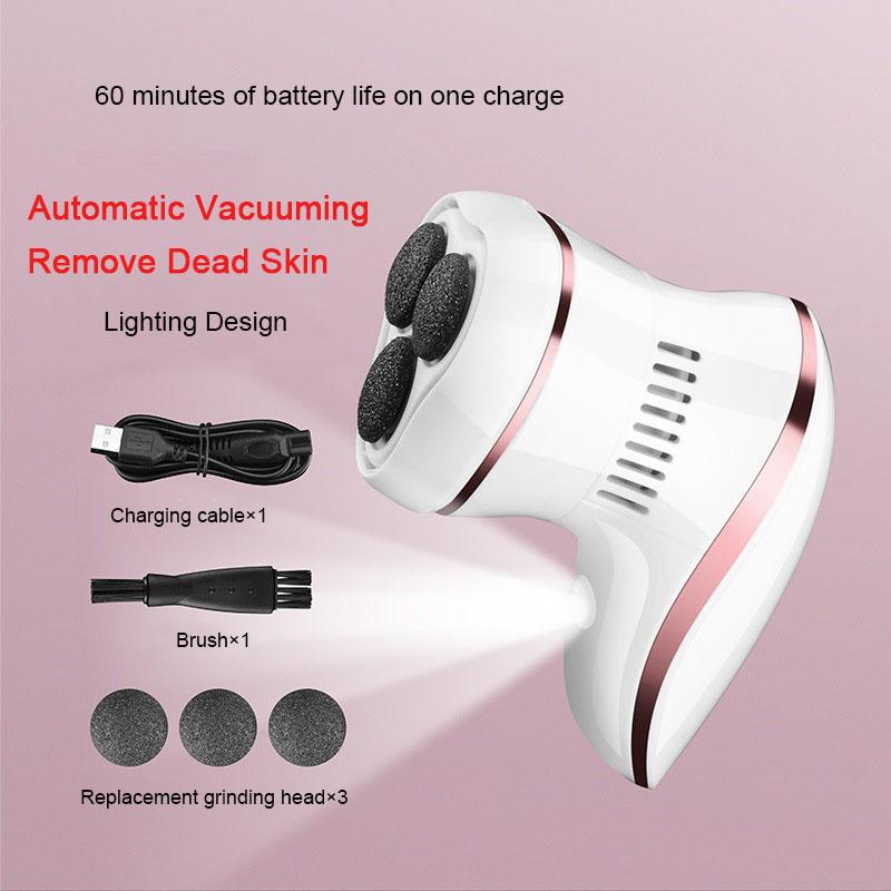

2 Colors New Arrival USB Rechargable Electric Foot Callus Remover 3 Pcs Round Grinding Heads Waterproof Pedicure Tool For Feet