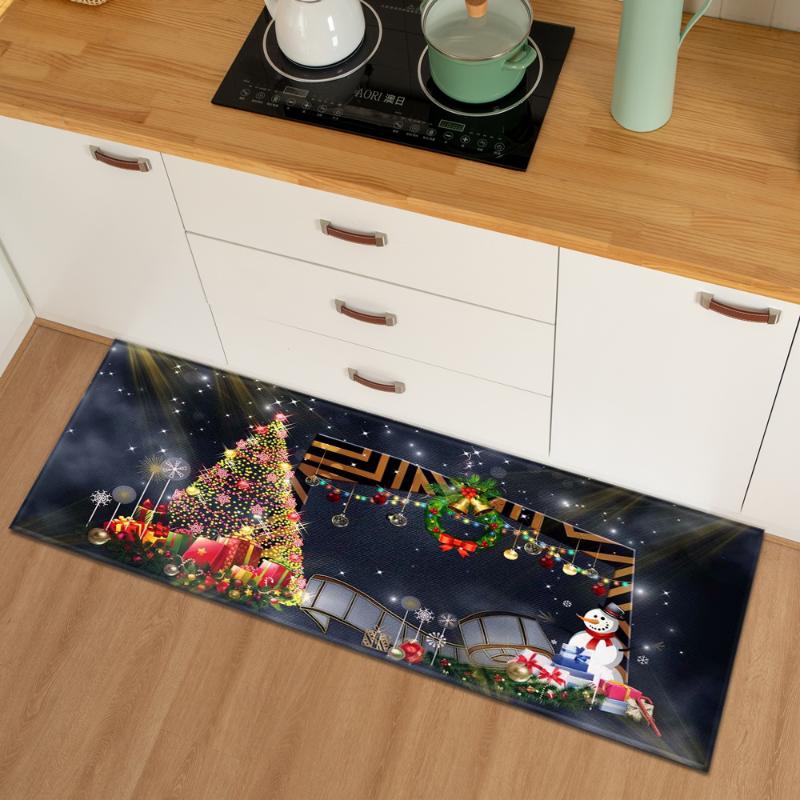 

Christmas Kitchen Mat Entrance Doormat Home Bedroom Floor Decoration Living Room Carpet Bathroom Non-slip Absorbent Rug, Cfa1-11
