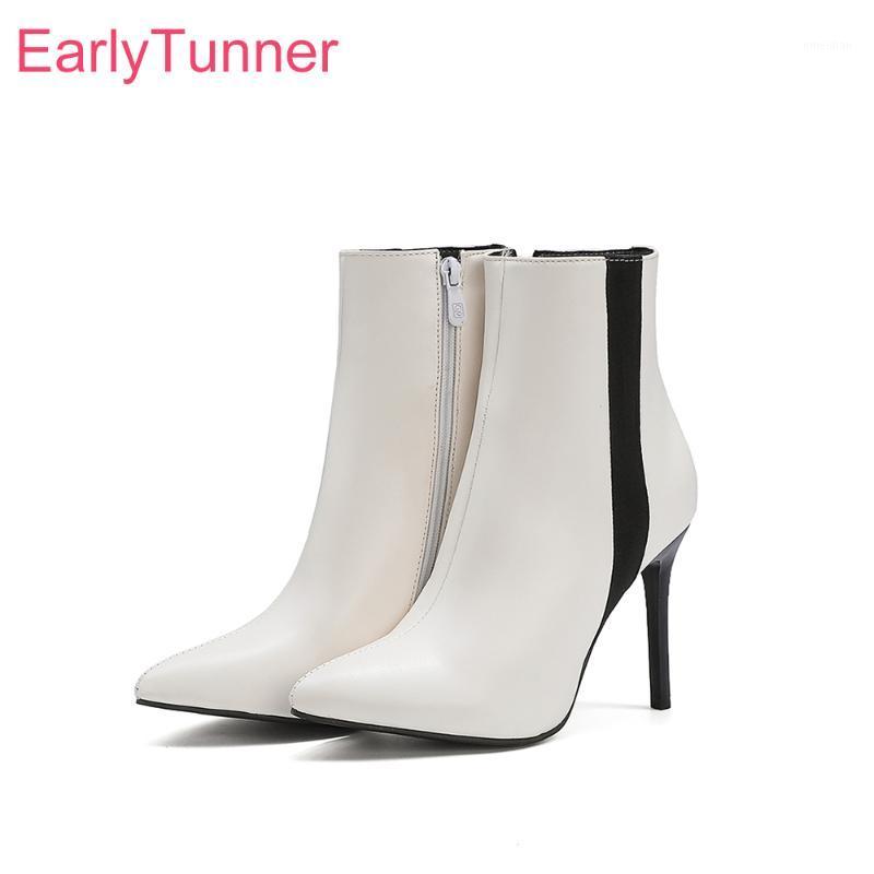 

2020 Autumn New Sexy White Orange Women Ankle Boots Super High Stiletto Heels Lady Dress Shoes Plus Big Size 10 43 481, Blue