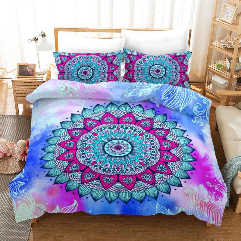 

3D Bohemia Mandala Print Bedding Set Duvet Covers Pillowcases One Piece Comforter Bedding Sets Bedclothes Bed Linen 011