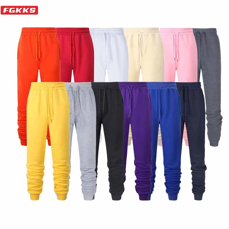 

FGKKS Solid Color Sweatpants Men Fashion Brand Men' Simple Slim Wild Trousers Spring Summer Casual Pants Male 201114, Black