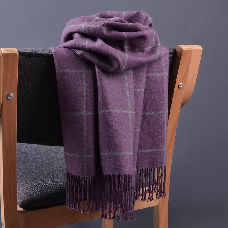 

Winter new double-sided solid color imitation cashmere scarf, thick tassels, two-color wild warm shawl, fashionable scarf