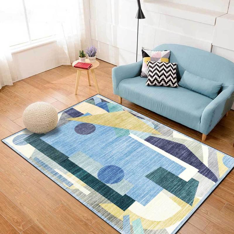 

Simple Light Luxury Geometric Morandi Yellow Blue Room Living Room Bedroom Bedside Carpet Floor Mat Customization, 3292