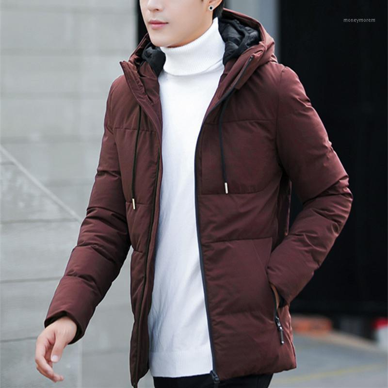 

Winter Men's Cotton Jacket Mens Hooded Casual Short Coat Windproof Cutton Padded Jacket Male Brand Clothing SA8171, Wine red
