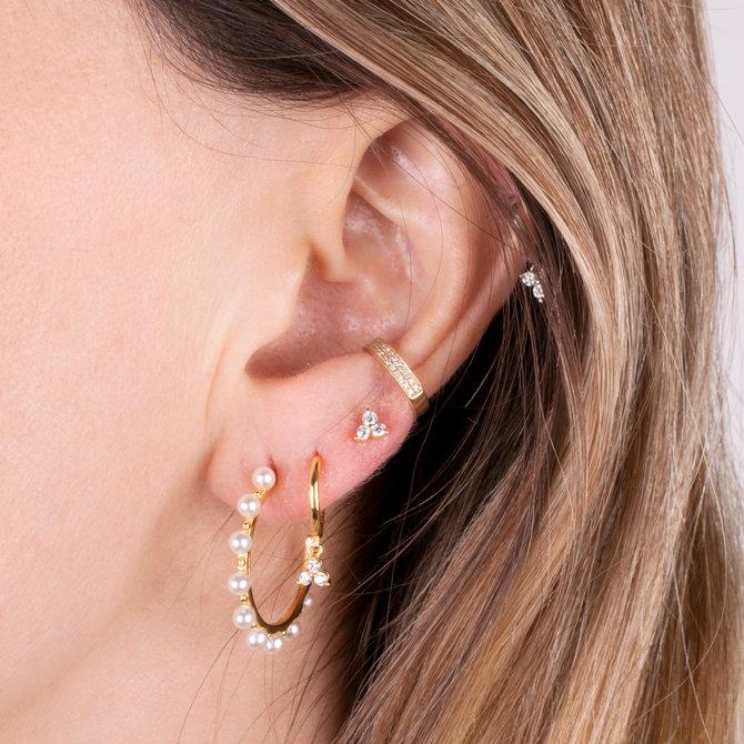 

Hoop & Huggie 2021 Autum Gold Color Piercing Earrings Pearl Beads Decoration For Women Girls Charm Delicate Jewelry Minimalist