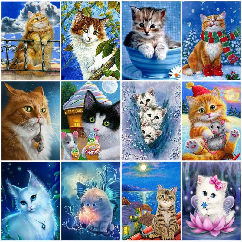 

Paintings Evershine Diamond Painting Cat Cross Stitch Kit Embroidery Sale Animal Rhinestones Pictures Home Decoration