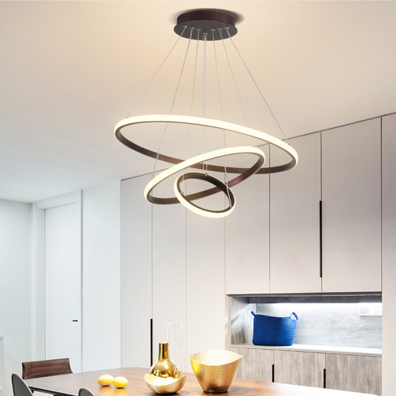 

Modern LED 3 Circle Rings Chandeliers Aluminum Body pendant lamp For Dining Living Room Lampar