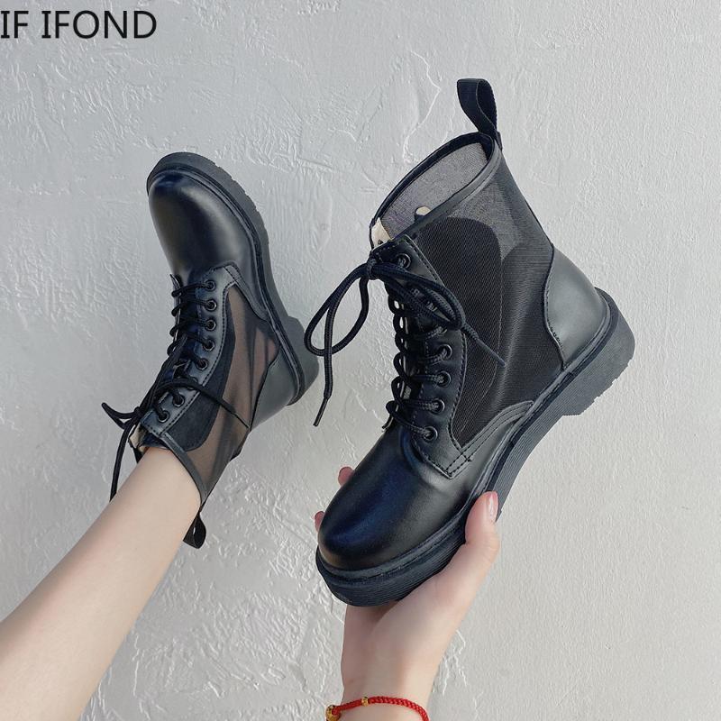 

IF IFOND Leather Women Ankle Boots Non-slip Girl Breathable British style Motorcycle Boots Female Shoes 2020 New Spring Autumn1, As pic