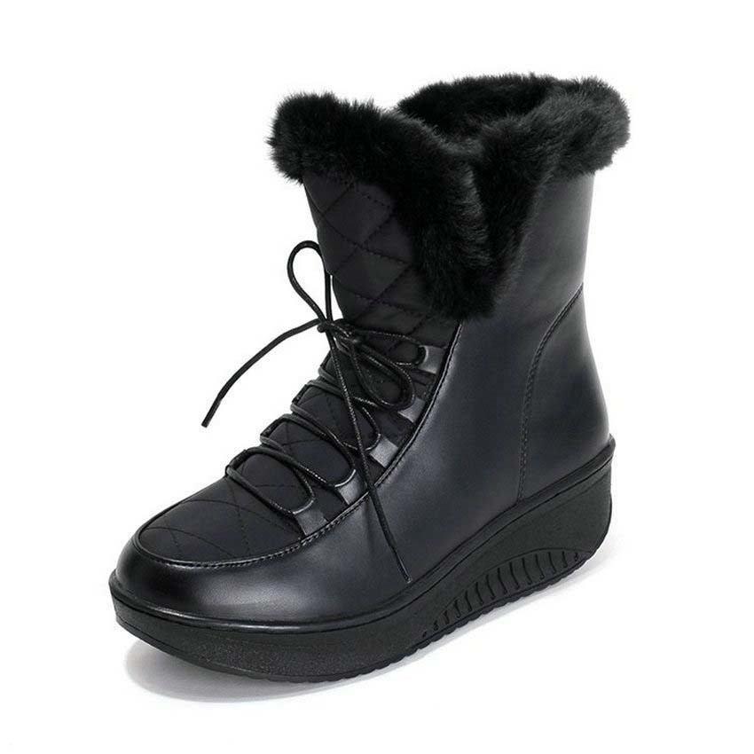 

I've worn 2020 women's Casual winter warm skin lace snow platform boots, Black