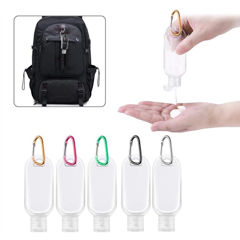 

10Pcs 50ml Travel Empty Transparent Hook Bottle Liquid Soap Facial Cream Shampoo Outdoors Water Bottle Buckle Hook Holder Tool