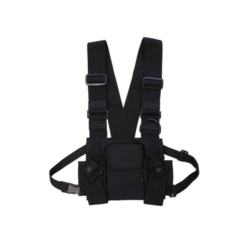 

Black Tactical Bag Men Nylon Chest Rig Bag Hip Hop Streetwear Functional Boy Chest Rig Kanye West Wist Pack Tactical Waist Pack