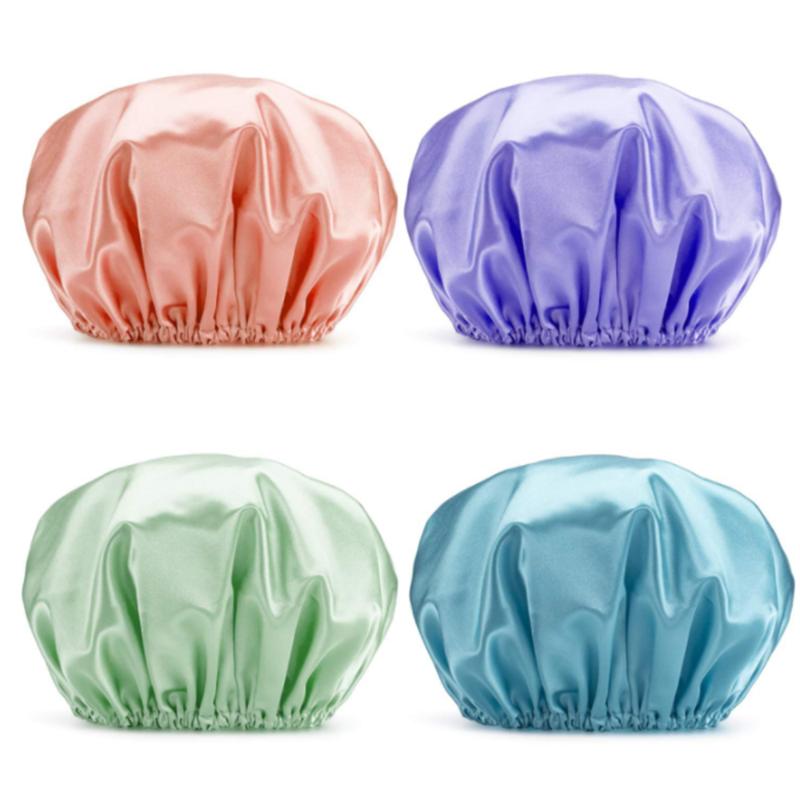 

Reusable Shower Cap Double-Layer Waterproof Shower Cap Hair Protection EVA Bathroom