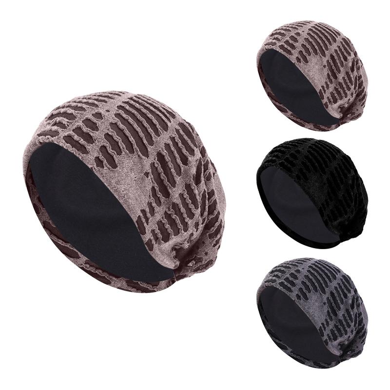 

Double-layer hooded hat ladies fashion pile pile hat double simple fold men and women hooded pure cotton autumn winter, Black