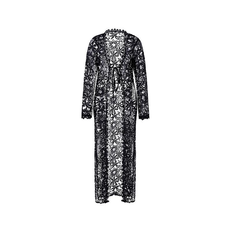 

2 PCS Lace Crochet Hollow Beach Dress Women Bikini Cover Up Robe SizeM