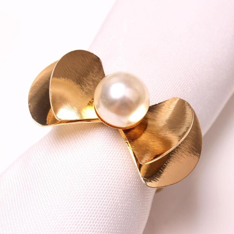 

10pcs Bowknot Pearl Metal Napkin Ring Hotel Model Room Napkin Ring1
