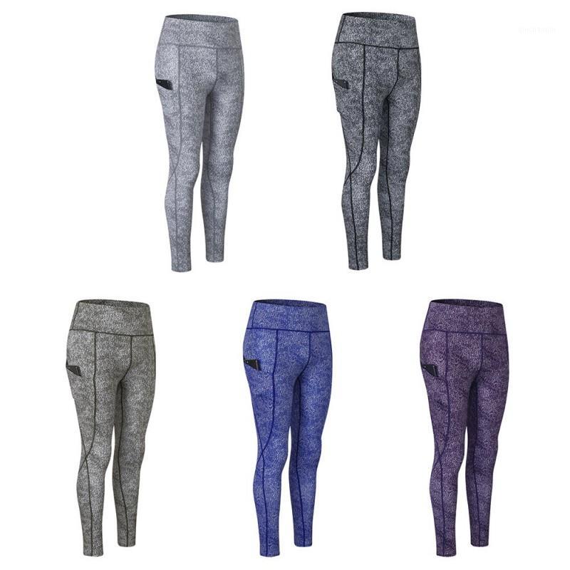 

Women' Sports Tights Print Yoga High Waist Pants Pocket High Elastic Running Quick-drying Fitness Pants3va1, Black